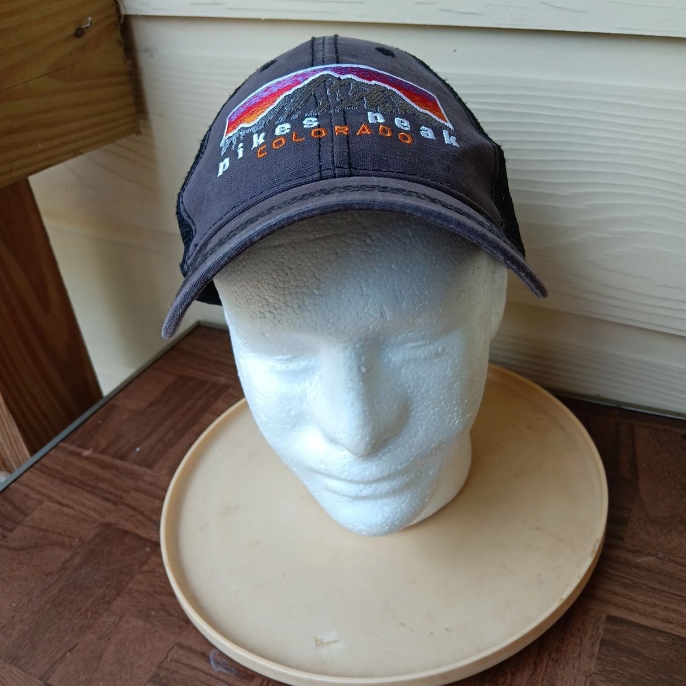 Pikes Peak Colorado Mens Black Snapback Baseball Cap Meshback - Prairie Mountain - Picture 7 of 7